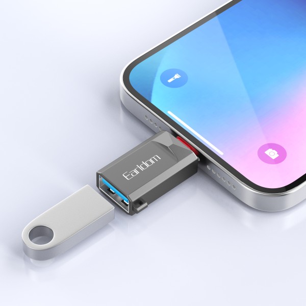 Преходник Earldom ET-OT87L, USB3.0 към Lightning, OTG, Черен - 40361