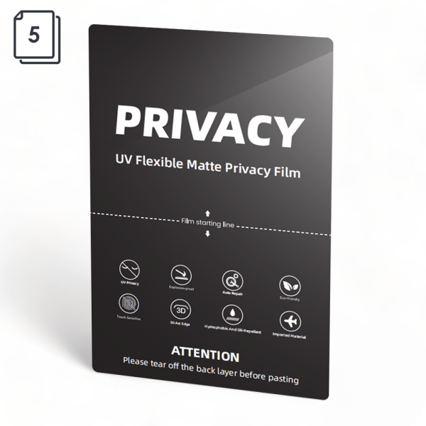 Защитно фолио за изрязване No brand, Хидрогел, 5бр, UV PET, Anti-Spy, Мат, 240um, 120x180mm - 52739