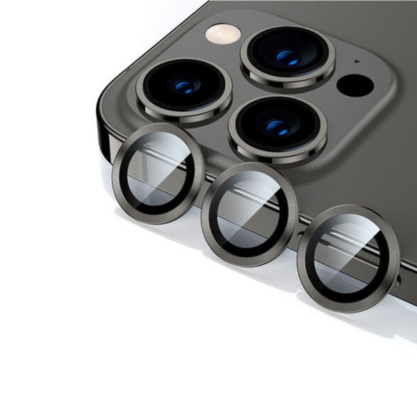 Стъклен протектор за камера DeTech, за iPhone 15 Pro, Черен - 52729