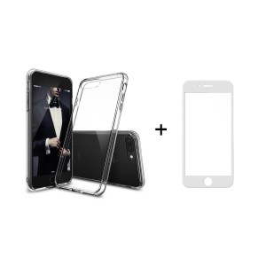 Комплект стъклен протектор + Калъф, Remax Crystal, за iPhone..