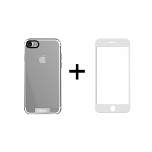 Комплект стъклен протектор + Калъф Remax Crystal, за iPhone ..