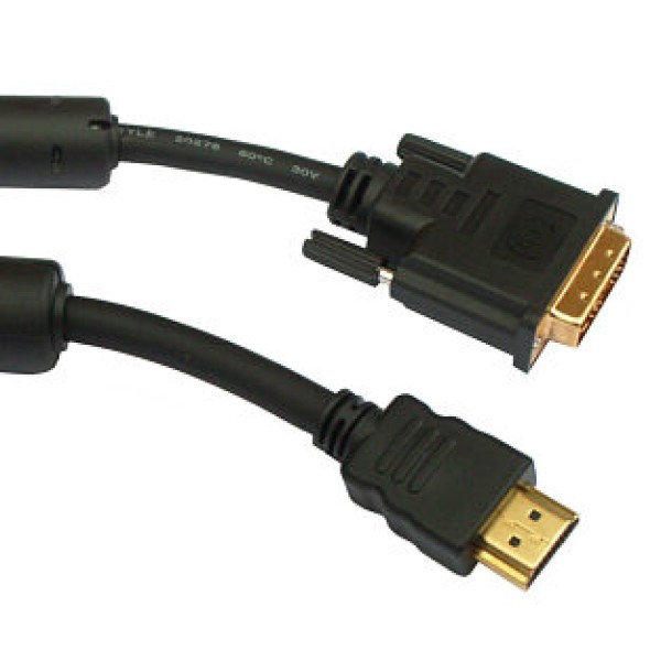 Кабел DeTech HDMI - DVI, 10m, Ферит, Черен, HQ - 18192