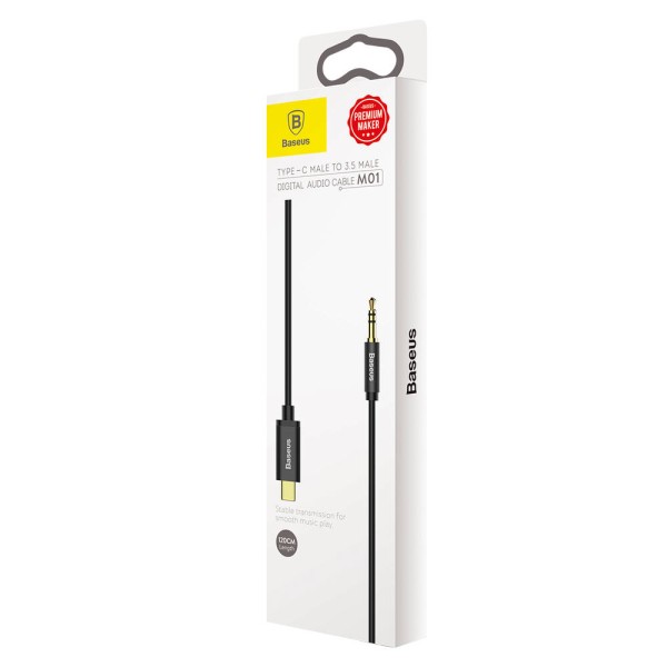 Аудио кабел Baseus M01, 3.5mm към Type-C, 1.2м, Черен - 40403