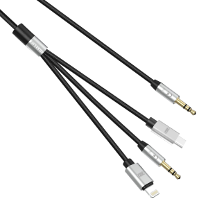 Аудио кабел Earldom ET-AUX09, 3.5mm към Lightning, Type-C, 3..