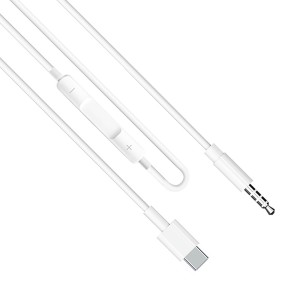 Аудио кабел Earldom ET-AUX41, 3.5mm към Type-C, 1.0м, Бял - ..