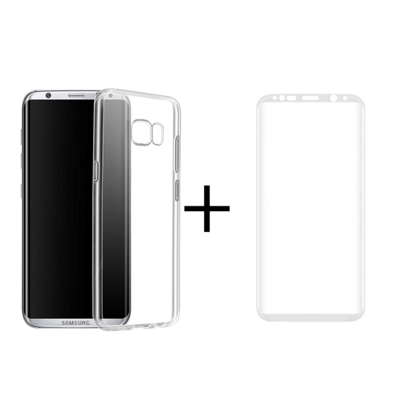 Комплект стъклен протектор + Калъф, Remax Crystal, за Samsung Galaxy S8 Plus, Бял - 52304