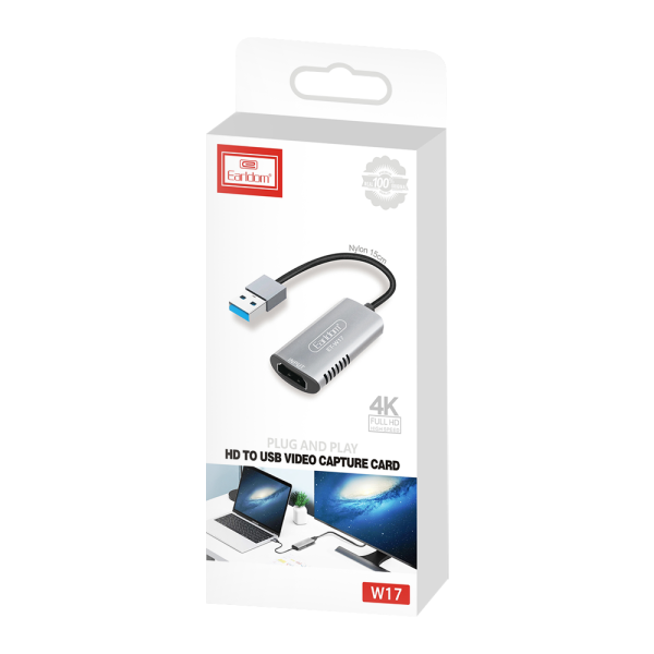 Външна Capture карта Earldom ET-W17,USB, HDMI, Full HD, Сив - 40233