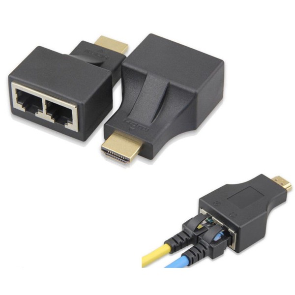 HDMI удължител, No brand, През LAN CAT-5e/6, Черен - 17165