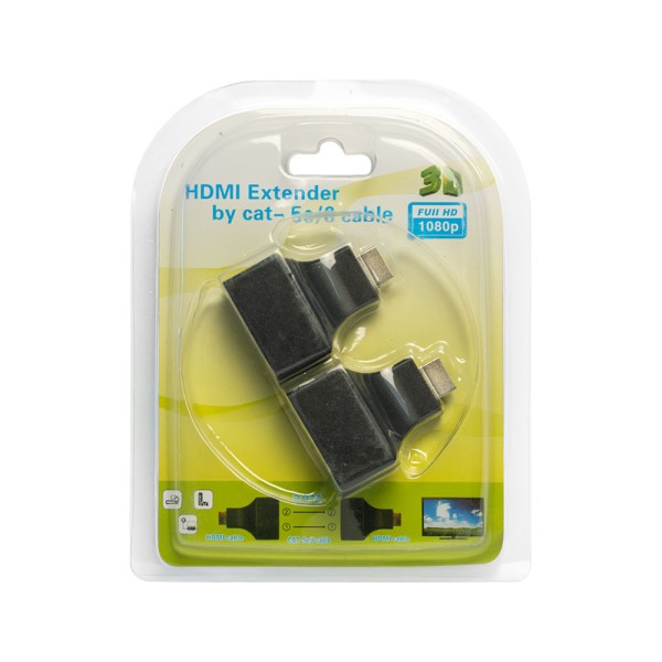 HDMI удължител, No brand, През LAN CAT-5e/6, Черен - 17165