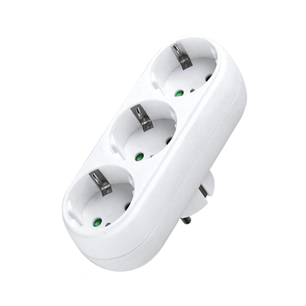Разклонител No brand, 3 Гнезда, 220V, Без кабел, Бял - 17707