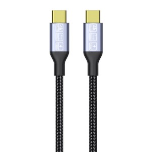 Кабел DeTech, Type-C - Type-C, 100W, 4K, 20GB/s, PD, 1.0m, Ч..