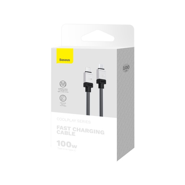 Кабел за данни Baseus CoolPlay, Type-C - Type-C, 100W, PD, 1.0m, Черен - 40441