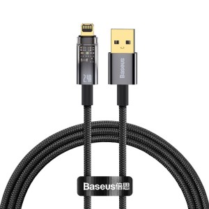 Кабел за данни Baseus Explorer, Lightning, 1.0m, Черен - 404..