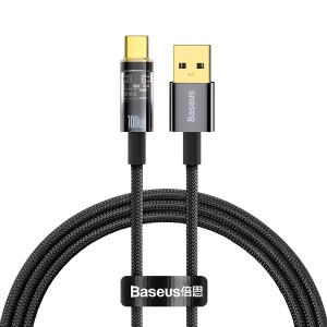 Кабел за данни Baseus Explorer, Type-C, 100W, 1.0m, Черен - ..