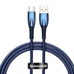 Кабел за данни Baseus Glimmer, Type-C, 100W, 1.0m, Син - 404..