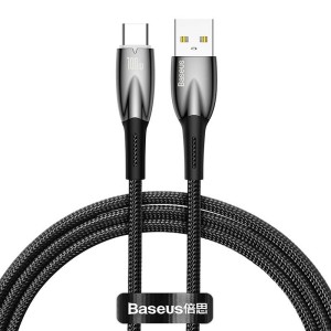 Кабел за данни Baseus Glimmer, Type-C, 100W, 1.0m, Черен - 4..