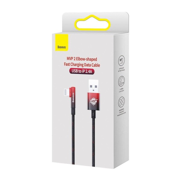 Кабел за данни Baseus MVP 2 Elbow, Lightning, 1.0m, Черен - 40461