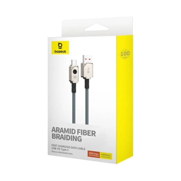 Кабел за данни Baseus Unbreakable, Type-C, 100W, 1.0m, Черен - 40427