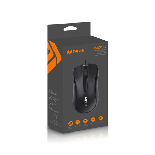 Мишка Mixie B760, Оптична, 4D, Черен - 755