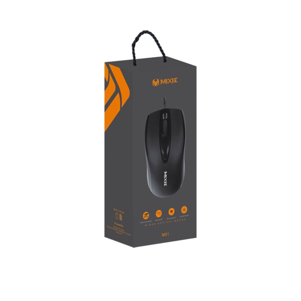 Мишка Mixie M01, Оптична, 3D, Черен - 723