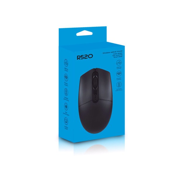 Мишка Mixie R520, Безжична, USB, 4D, Черен - 721