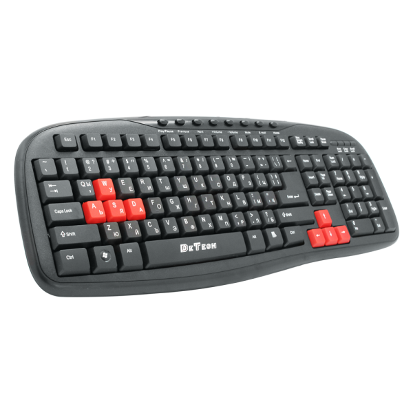 Мултимедийна клавиатура DeTech DE6089, USB, Кирилизирана, Черен - 6089