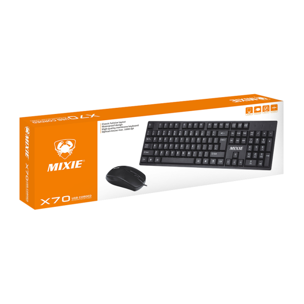 Комплект мишка и клавиатура Mixie X70, Черен - 6119