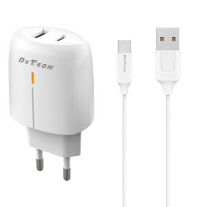 Мрежово зарядно устройство DeTech DE-31C, 20W, С Type-C кабе..