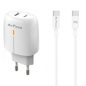 Мрежово зарядно устройство DeTech DE-31PDC, 20W, С PD Type-C..