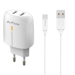 Мрежово зарядно устройство DeTech DE-32QCC, 18W, С Type-C ка..