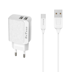 Мрежово зарядно устройство, DeTech, DE-09C, 5V/2.4A, 220V, 2..