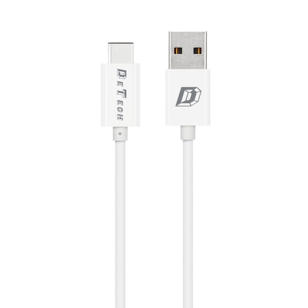Мрежово зарядно устройство, DeTech, DE-28C, 5V/2.4A, 220V,1 x USB, С Type-C кабел, 1.0m, Бял - 14135