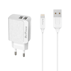 Мрежово зарядно устройство DeTech DE-09i, 5V/2.4A, 220V, 2 x..
