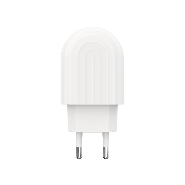 Мрежово зарядно устройство DeTech DE-28i, 5V/2.1A, 220V,1 x USB, С Lightning кабел, 1.0m, Бял - 14134