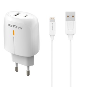 Мрежово зарядно устройство DeTech DE-31i, 20W, С Lightning к..