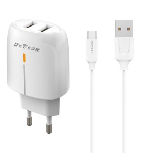 Мрежово зарядно устройство DeTech DE-32QCM, 18W, С Micro USB..