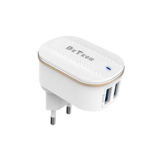 Мрежово зарядно устройство DeTech, DE-15, 5V/3.1A 220V, 2 x ..