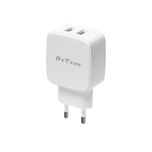 Мрежово зарядно устройство DeTech, DE-33, 5V/2.4A 220V, 2 x ..