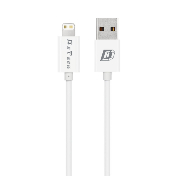 Мрежово зарядно устройство, DeTech, DE-11i, 5V/1A, 220V,1 x USB, С Lightning кабел, 1.0m, Бял - 14116