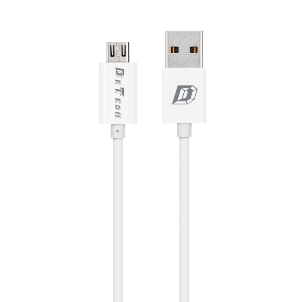 Мрежово зарядно устройство, DeTech, DE-11M, 5V/1A, 220V,1 x USB, С Micro USB кабел, 1.0m, Бял - 14115