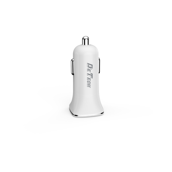 Зарядно устройство за кола DeTech, DE-C01C, 5V/2.4A, 12/24V, С Type-C кабел, 2 x USB, Бял - 14125