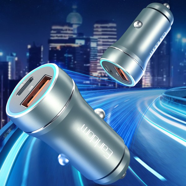 Зарядно устройство за кола Earldom ES-CC29, 30W, USB QC3.0, PD, С Type-C PD кабел, Сребрист - 40351