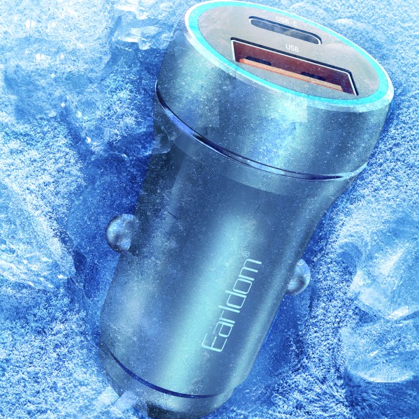 Зарядно устройство за кола Earldom ES-CC29, 30W, USB QC3.0, PD, С Type-C PD кабел, Сребрист - 40351
