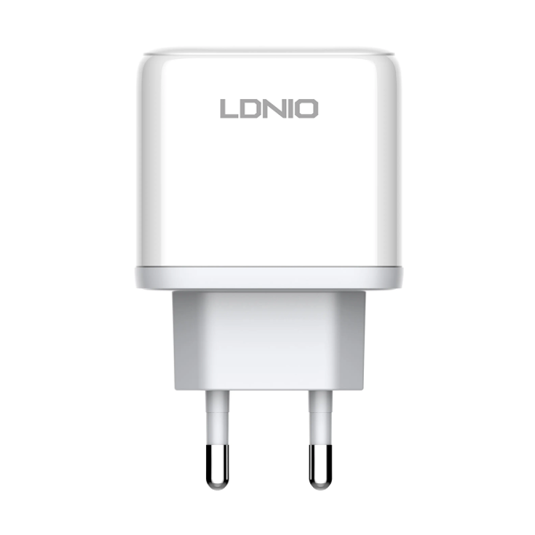 Мрежово зарядно устройство LDNIO A2526C, 45W, 1 x Type-C F, 1 x USB F, PD, QC, PPS, С PD Type-C кабел, Бял - 40287