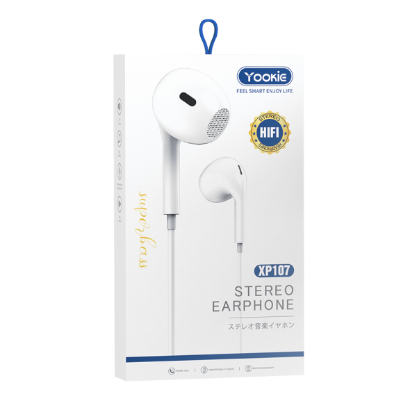 Слушалки за мобилни устройства Yookie XP107, Mикрофон, Бял - 20645
