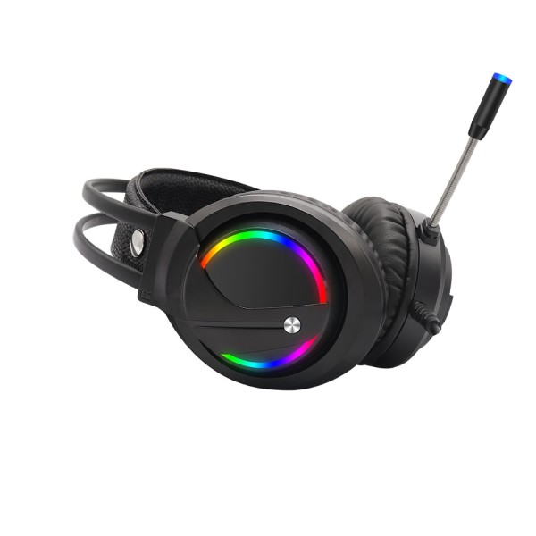 Слушалки Moveteck CT019, За компютър, Подсветка, Микрофон, USB + 3.5mm, Черен - 20516