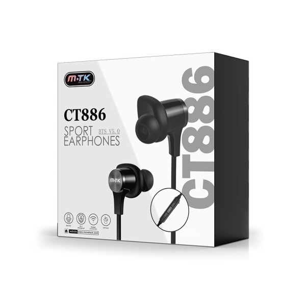 Bluetooth слушалки Moveteck CT886, Черен – 20515