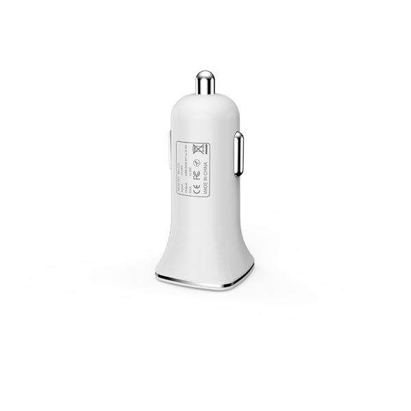 Зарядно устройство за кола DeTech, DE-C01i, 5V/2.4A, 12/24V, С Lightning кабел, 2 x USB, Бял - 14123