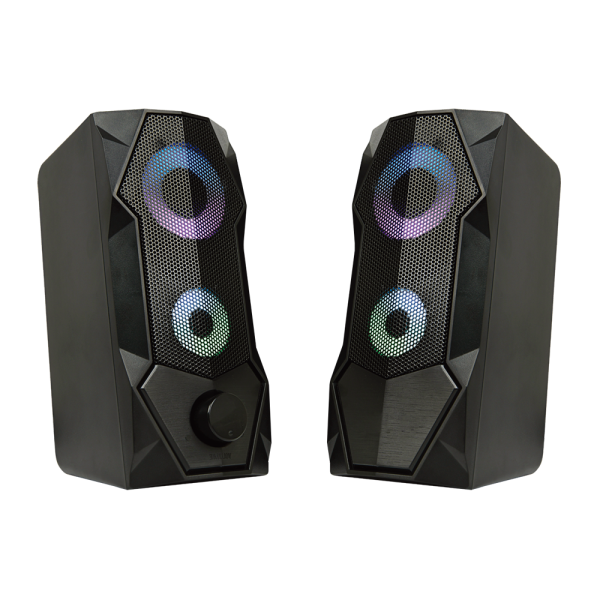 Тонколони Aula N-301, 2x3W, USB, RGB, Черен - 22185