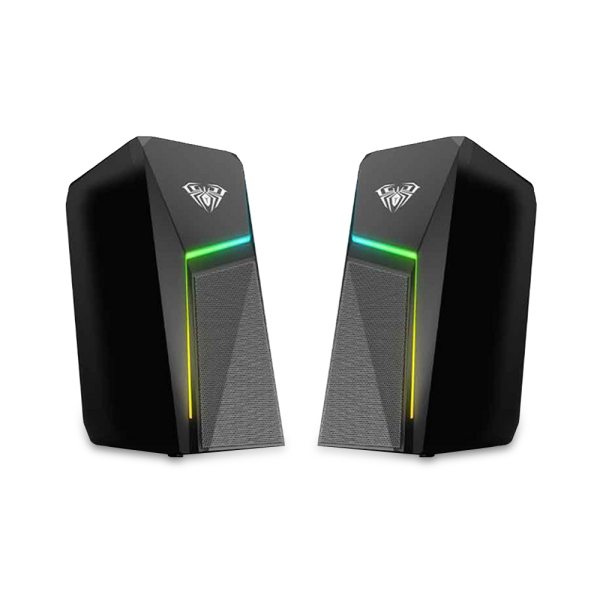 Тонколони Aula N-521, 2x3W, USB, RGB, Черен - 22181